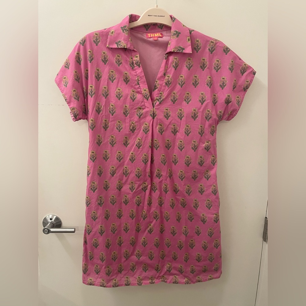 THML Pink Floral Shirt Dress